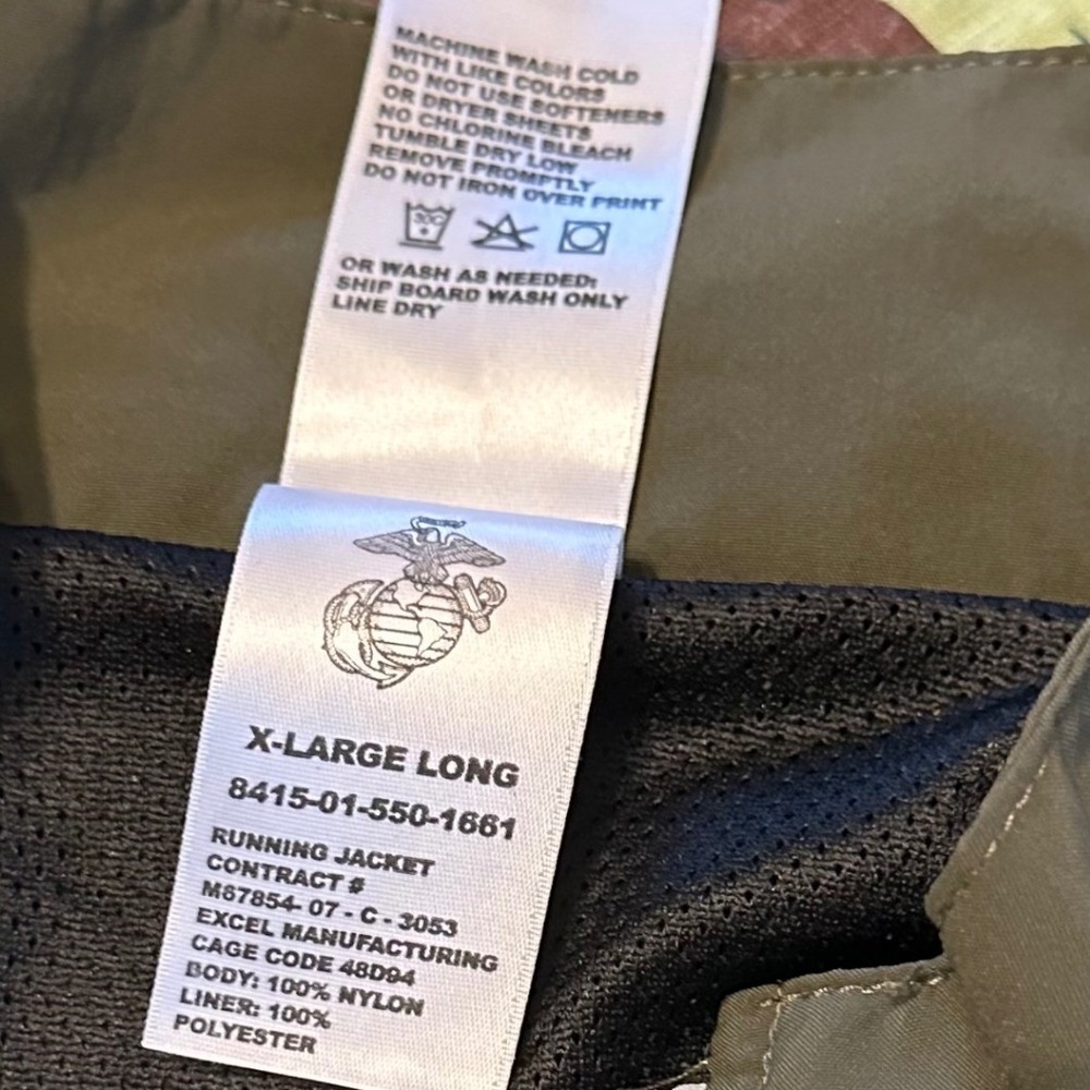US Marine Corps PT Windbreaker Jacket Mens XL Olive Green Reflective - Picture 12 of 13